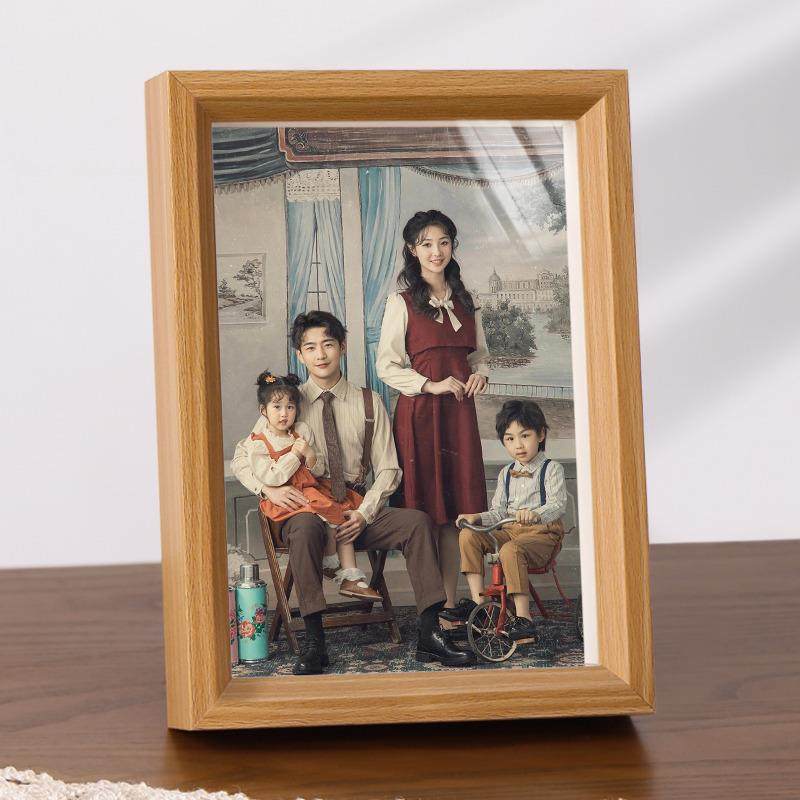 相框空框照片定制摆台高级感洗相片做成相册中空立体6寸7寸实木质