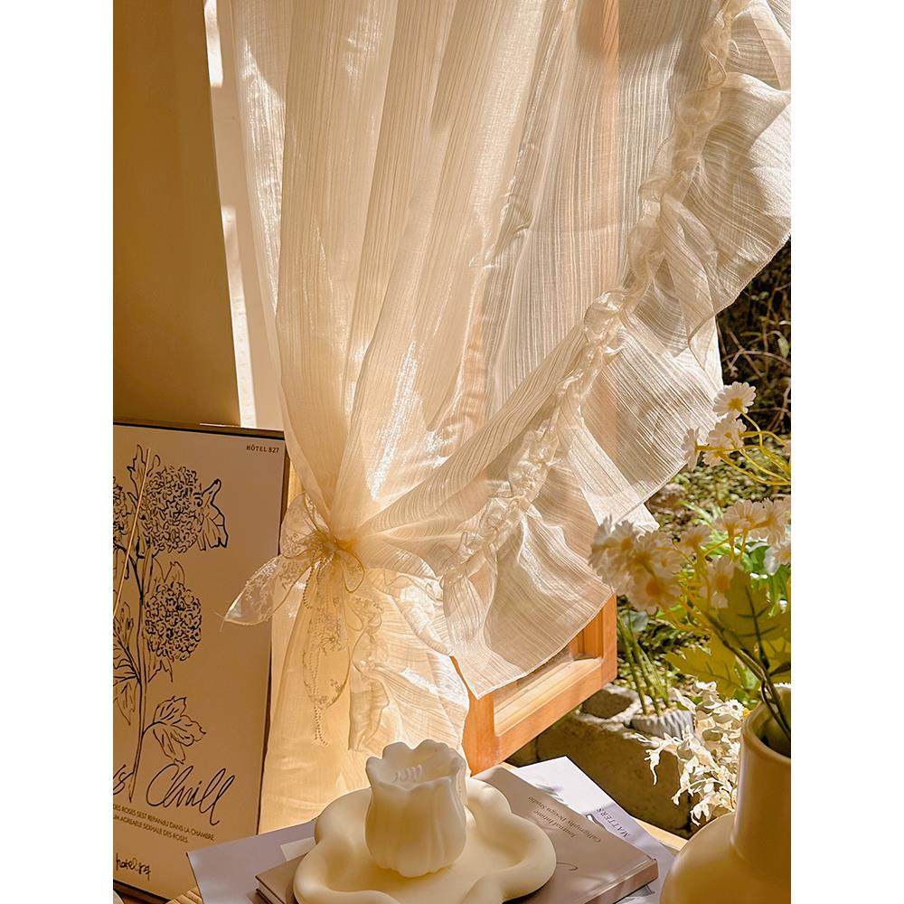 香槟鎏金沙帘法式轻奢细闪梦幻帘网红窗帘高档大气客厅阳台门帘