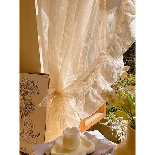 香槟鎏金沙帘法式轻奢细闪梦幻帘网红窗帘高档大气客厅阳台门帘