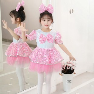 六一儿童演出服粉亮o片蓬蓬纱裙女童连衣裙幼儿蝴蝶公主舞蹈表演