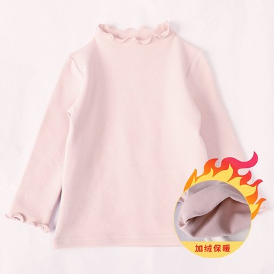 女童加绒打底衫j秋冬纯棉儿童保暖衣木耳边宝宝a类T恤