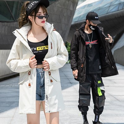 潮牌户外冲锋衣女冬潮中长款x防风防水三合一可拆卸抓绒春秋外套