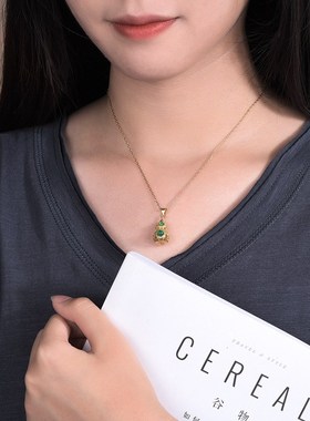 网红带货直播货源国风设计名族风铜镀24K古法金镶V嵌玉髓葫芦项链