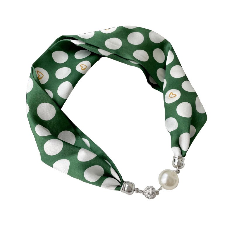 新款磁扣丝巾项链颈饰懒人围巾女C多功能领巾高级感懒人手腕带领