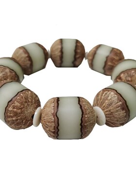 白玉菩提根佛珠手串菩提手链手饰工艺F品阴阳三面原皮桶菩提子手