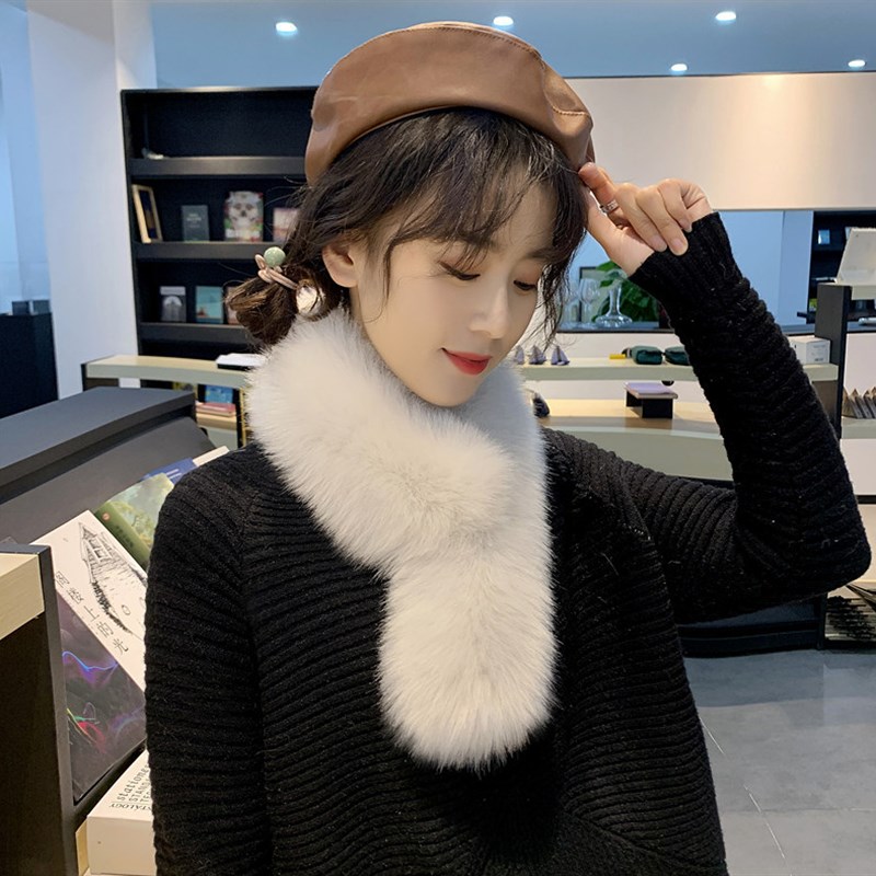 软妹新款仿狐狸毛围巾女士毛毛小围脖冬季加O厚保暖真毛皮草毛领