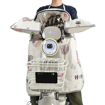 电动车挡a风被亲子款分体双面防水前置儿童座椅挡风被冬季儿童保