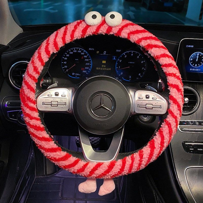 方向盘套冬季毛绒2024新款怪兽防滑F保暖四季通用汽车把套加热女