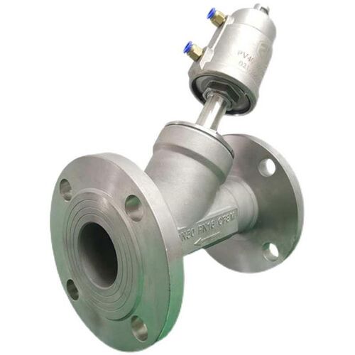 气动法兰角座304高温蒸汽316耐腐蚀常闭Y型气控切断截止DN65