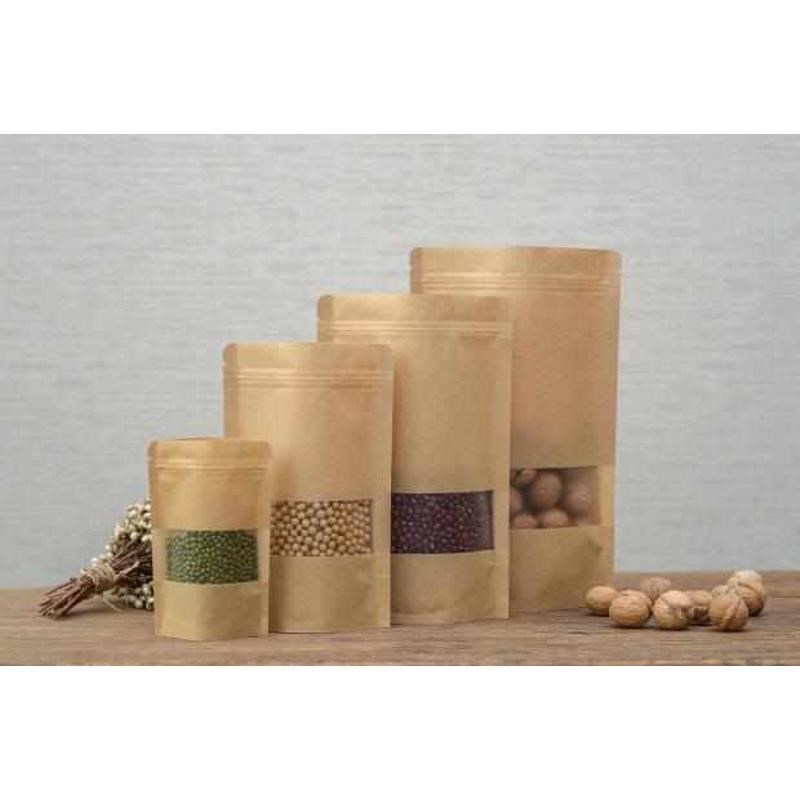 22*30+5cm*32丝磨砂开窗牛皮纸袋自立袋自封拉炼袋瓜子枸杞红枣袋