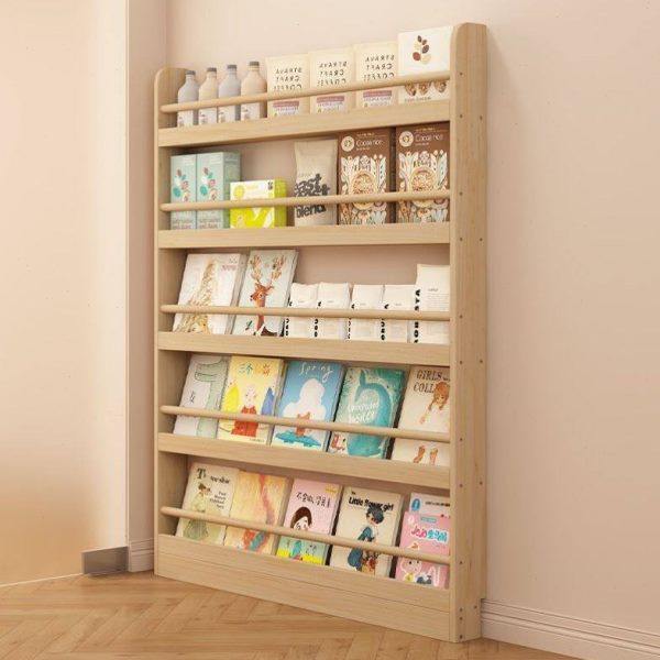 实木书架儿童阅读区书柜玄关书架收纳架落地多层壁挂墙上展示架子,收纳整理,书桌收纳置物架,淘宝优惠券,粉丝福利购,淘宝优惠卷