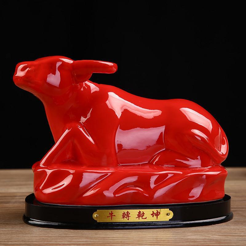 陶瓷红色十二12生肖摆件瓷器牛马工艺品zhao财客厅风氺家居摆设饰