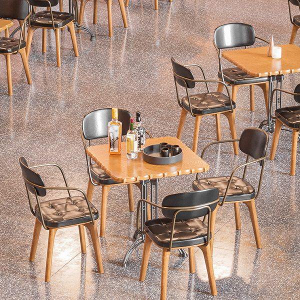 实木复古酒吧清吧桌椅组合工业风餐椅咖啡西餐厅酒馆卡座沙发定制