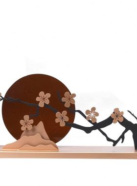 现代新中式创意禅意铁艺梅花亚克力摆件家居客厅电视柜玄关装饰品