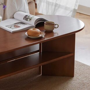 安在野/全榉木茶几新中式复古中古风几胡桃色茶桌几客厅家用矮桌