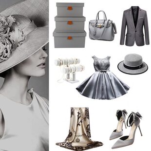 包包灰色系套装 样板房衣帽间饰品组合衣柜装 饰品收纳盒礼服高跟鞋