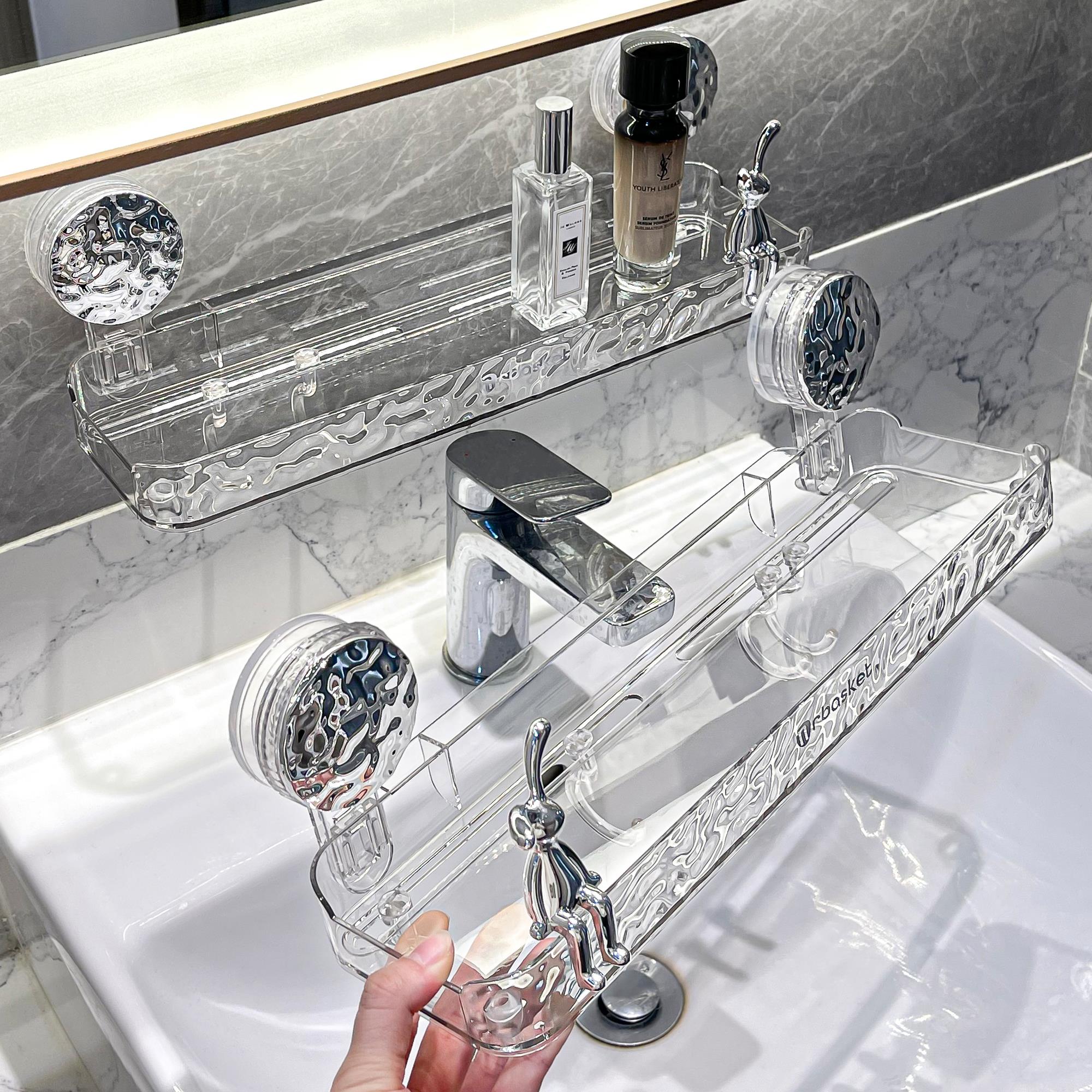 卫生间吸盘c置物架免打孔浴室厕所洗漱台壁挂架子洗手间墙上收纳