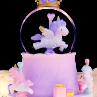 网红同款木马水晶球八音盒小可爱手动旋转摆件送闺蜜女孩生日礼物