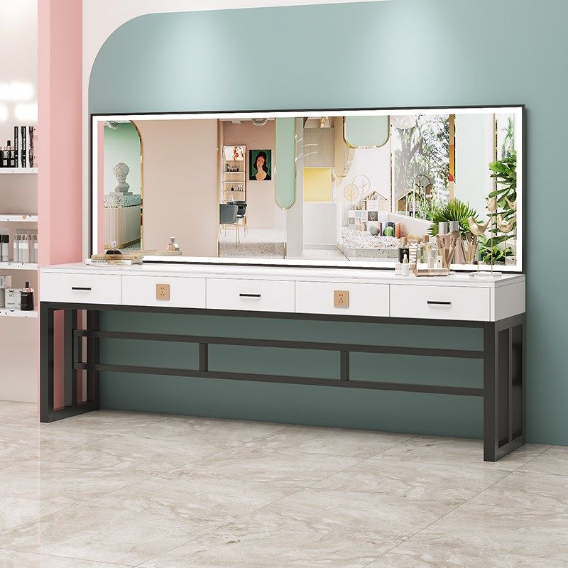梳妆台化妆镜一体影楼专用简约化妆台化妆桌理发店新款高级化妆桌