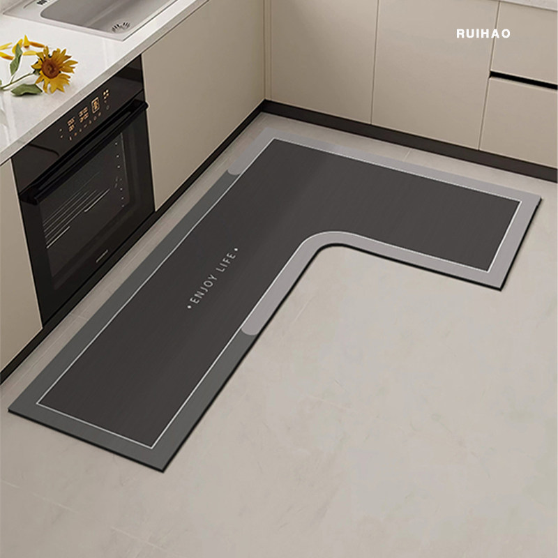 高级感轻奢厨房地垫硅藻泥吸水L形吸油防滑可擦免洗防油耐脏地毯,居家布艺,厨房地垫,淘宝优惠券,粉丝福利购,淘宝优惠卷