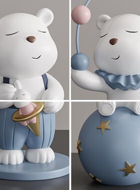 卡通可爱暴力熊摆件高级感小众家用儿童房卧室床头房间布置装饰品