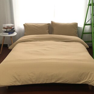 轻奢黄色四件套姜黄色三件套浅灰色床单纯卡其被套罩咖啡床上用品