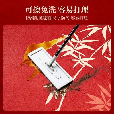2025新款红色高端皮革入户门地垫耐脏免洗pvc进门口可擦脚垫地毯