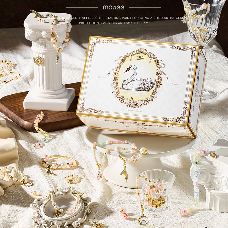 mobee女儿的宝藏小女孩首饰盒diy手工女童生日礼物儿童串珠链玩具