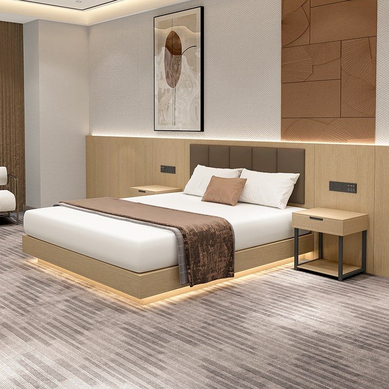 酒店床宾馆家具标间全套民宿旅馆客房大床公寓专用酒店悬浮式大床