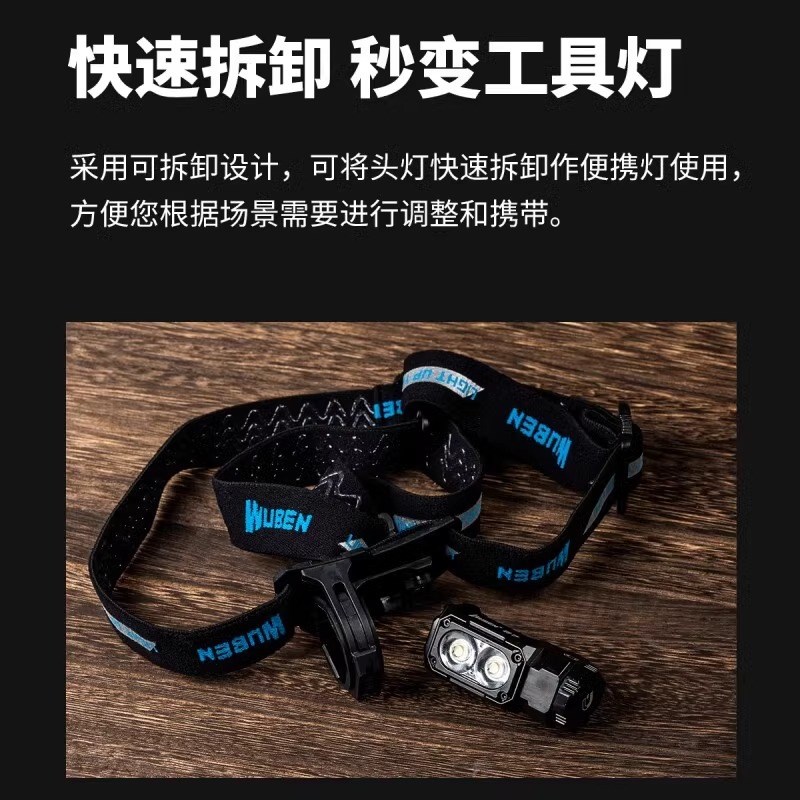 务本E7强光感应头戴灯户外钓鱼磁吸灯登山耐用充电手电筒强光远射