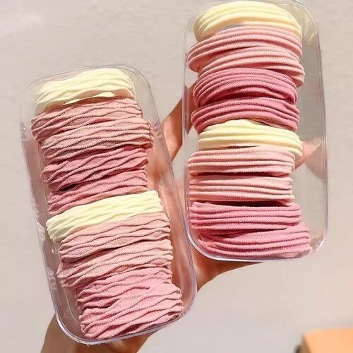 豆沙粉高弹力不伤发发绳扎头发橡皮筋女发圈耐用彩色毛巾圈发饰品