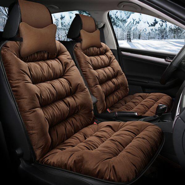 汽车坐垫冬季毛绒无靠背保暖单个小车前排毛绒加厚单片座垫三件套