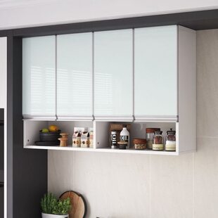 实木吊柜墙壁柜厨房吊柜简约墙上储物柜玻璃晶钢门橱柜阳台储物柜