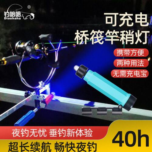 钓哈哈新款桥筏灯充电式筏钓灯钓鱼专用蓝光灯户外夜钓电子竿稍灯