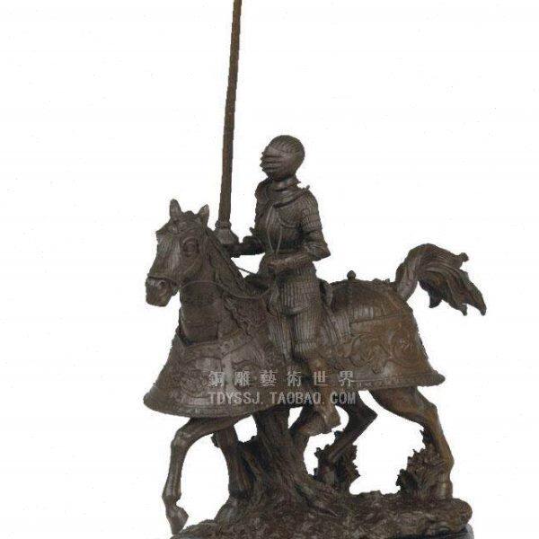骑士雕塑马盔甲欧洲中世纪古典欧式铜雕塑工艺品创意家居饰品摆件