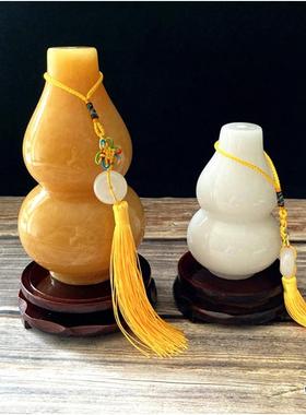 玉葫芦摆件天然玉石黄玉白玉葫芦招财福禄风水办公室客厅装饰礼品