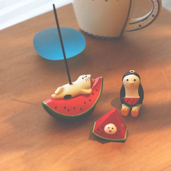 猫生衔蝉夏日清凉西瓜系列香插香托香立家居Q萌可爱摆件,家居饰品,香托/香盘/香座/香插,淘宝优惠券,粉丝福利购,淘宝优惠卷