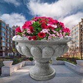 仿石雕庭院装 花钵圆形玻璃钢花盆别墅园林艺术 饰组合定制创意欧式