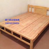 厦门简易实木床出租屋经济型实木床双人床1.5米1.8米床 床垫一套
