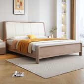 北欧全实木床1.5米现代简约轻奢床主卧室1.8m单双人床气压储物床