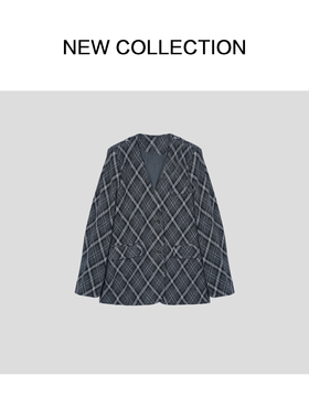 【冬装预制】 经典复古风中厚款格子单排扣外套 W1F58000