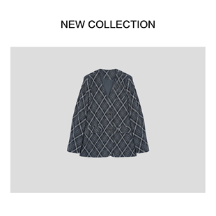 【小玉米专属】 经典复古风中厚款格子单排扣外套 W1F58000