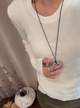 简约个性穿搭圆环吊坠项链轻奢小众设计高级感长款毛衣链百搭配饰