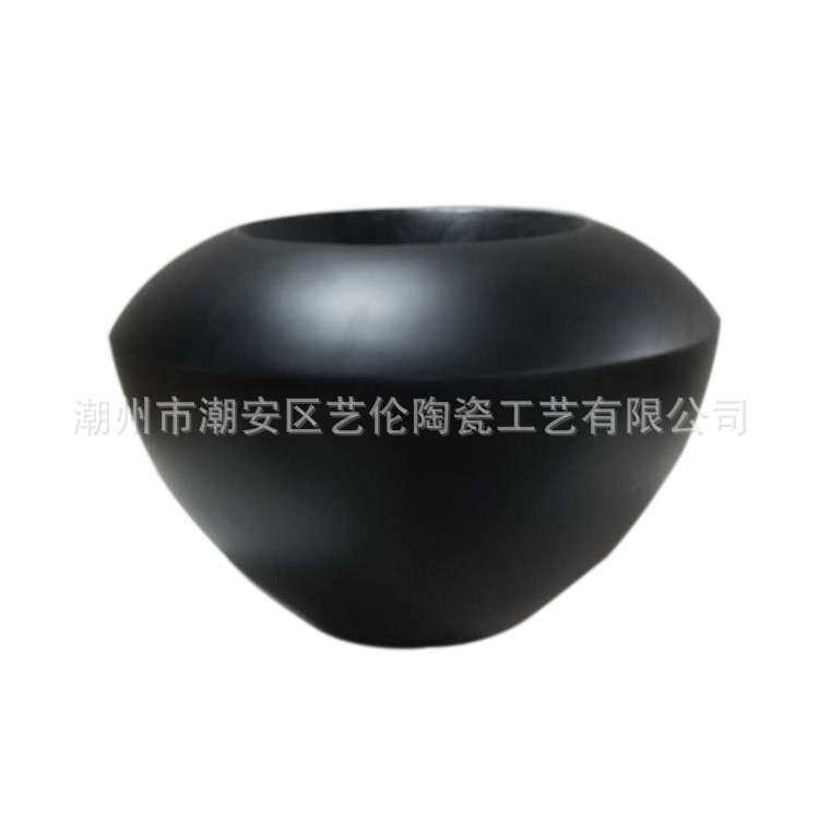金色小巧圆盆玻璃钢落地大花瓶花器干花插花摆件 客厅酒店装饰品