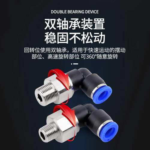 SNS神驰气动NRL低速弯头360度高速旋转气管快速接头直角快插弯头