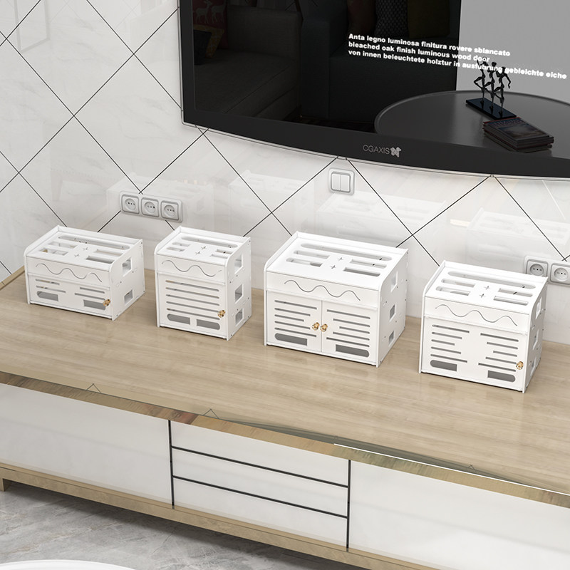 WiFi收纳盒摆放整理架免打孔机顶盒架路由器电线插线板客厅壁挂盒