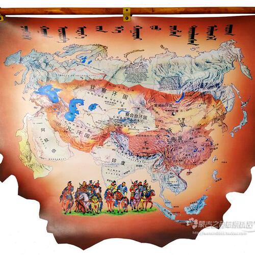 蒙古国地图皮画皮革画蒙古族特色手工艺品挂画蒙古元素装饰画礼品