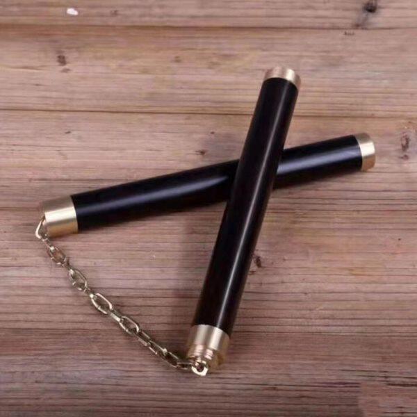 紫光檀双截棍练习棍 黑檀钢链双节棍木质武术棍二节手感