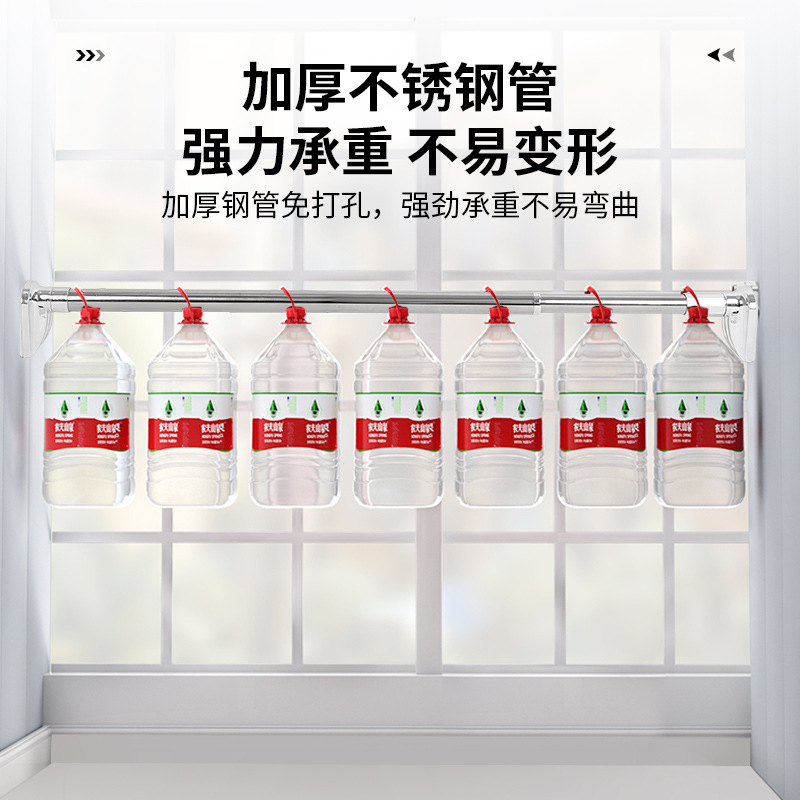防滑拼接加粗免打孔不锈钢伸缩杆3-4米晾衣杆卫生间浴帘杆窗帘杆