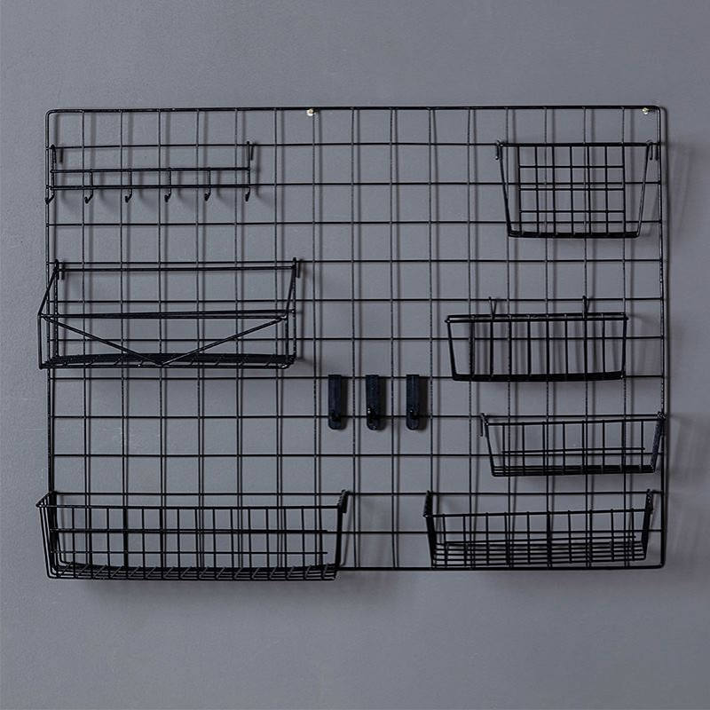 家用超市网架托盘格子网片铁艺网格照片墙浸塑包胶收纳置物架挂篮